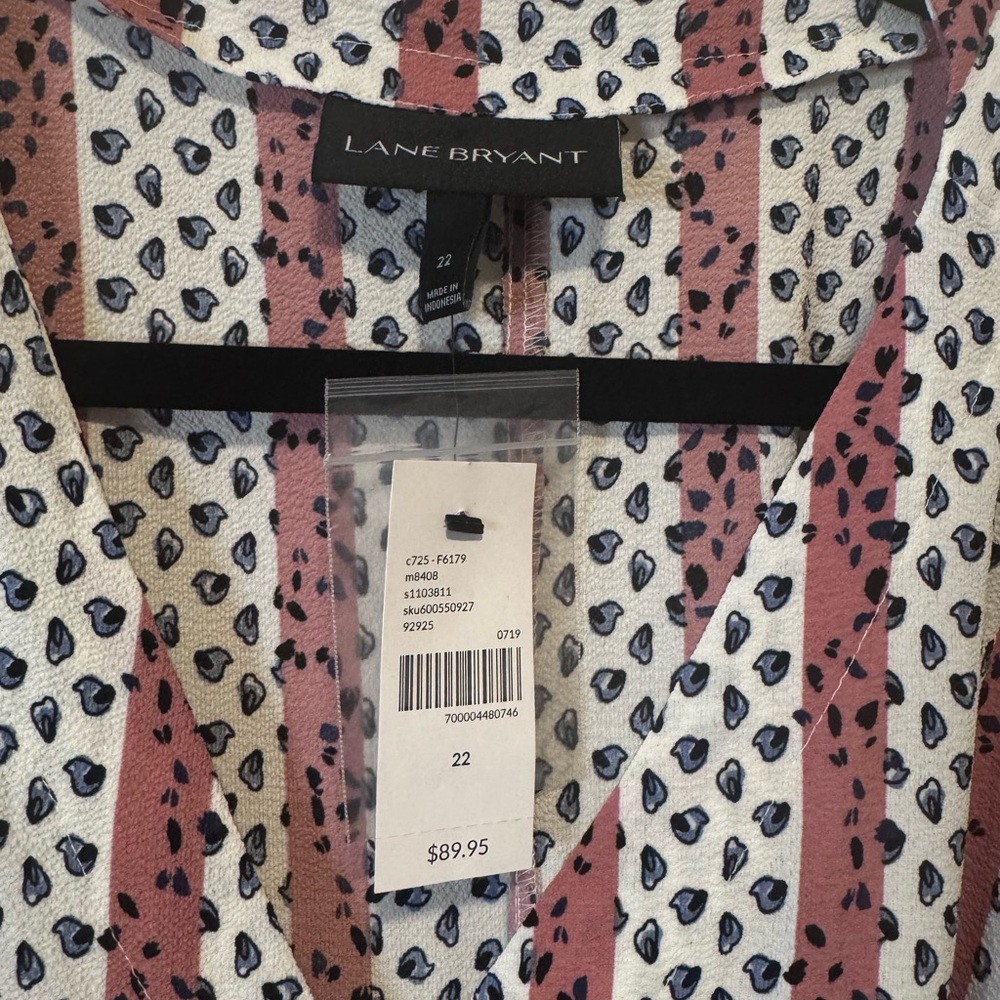 Lane Bryant- Women’s Plus Size Button Front Pink and White Long Sleeve Dress 22W - Picture 8 of 13